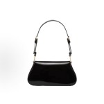 PRADA Enamel metal triangular logo clasp single-shoulder bag for women in black